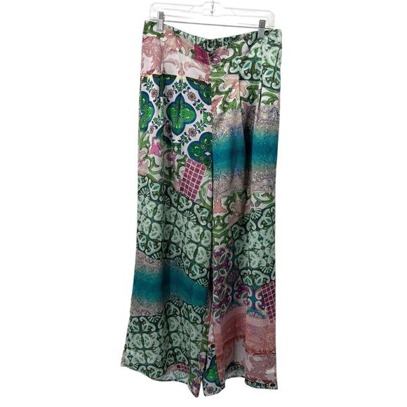 City Chic Wide Leg Paisley Summer Pants XXS size 12 Pull on Party Resort NWT - Picture 3 of 13